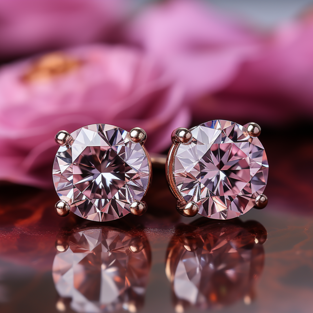 Lili Fancy Colour Studs (Blue / Pink Diamond Studs)