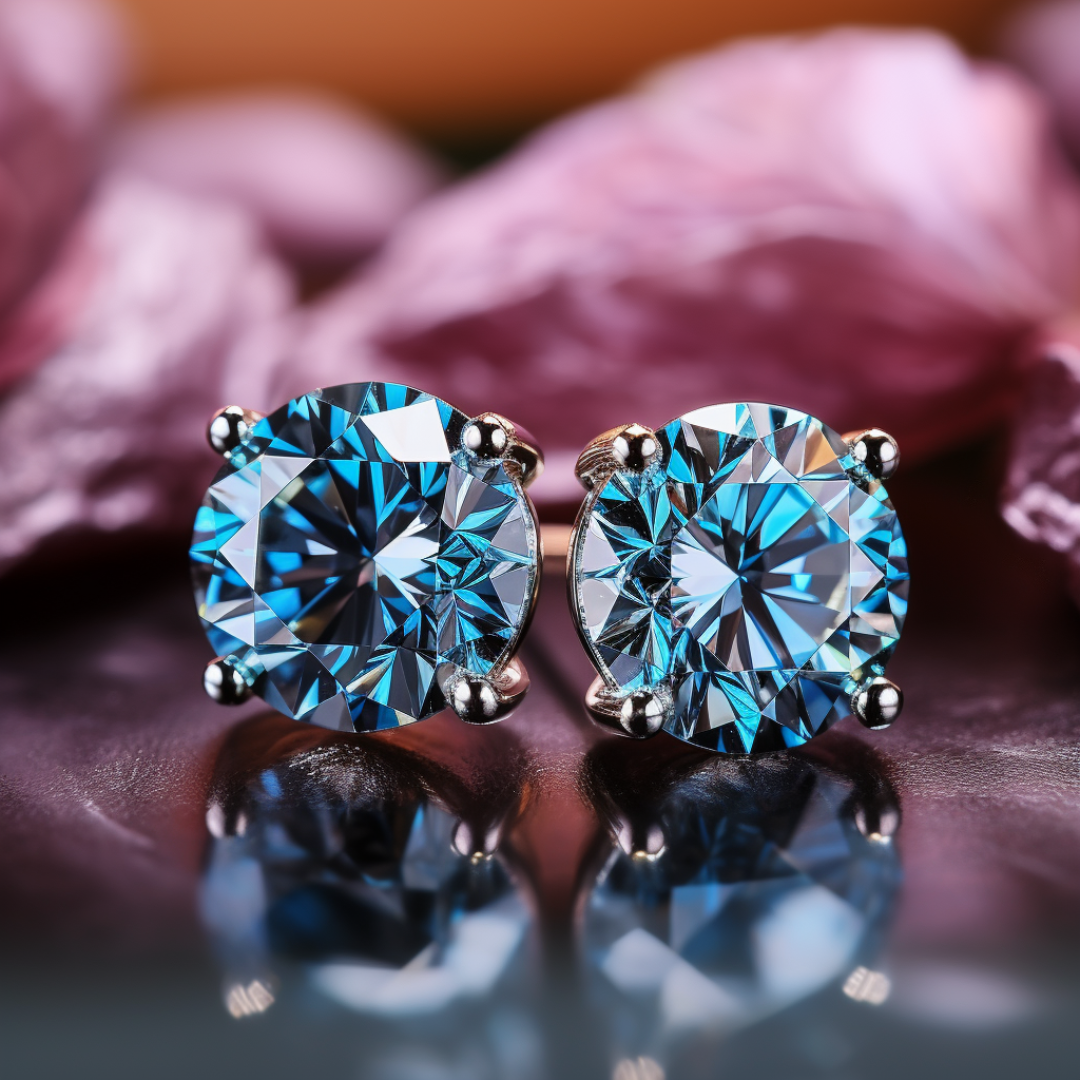 Lili Fancy Colour Studs (Blue / Pink Diamond Studs)