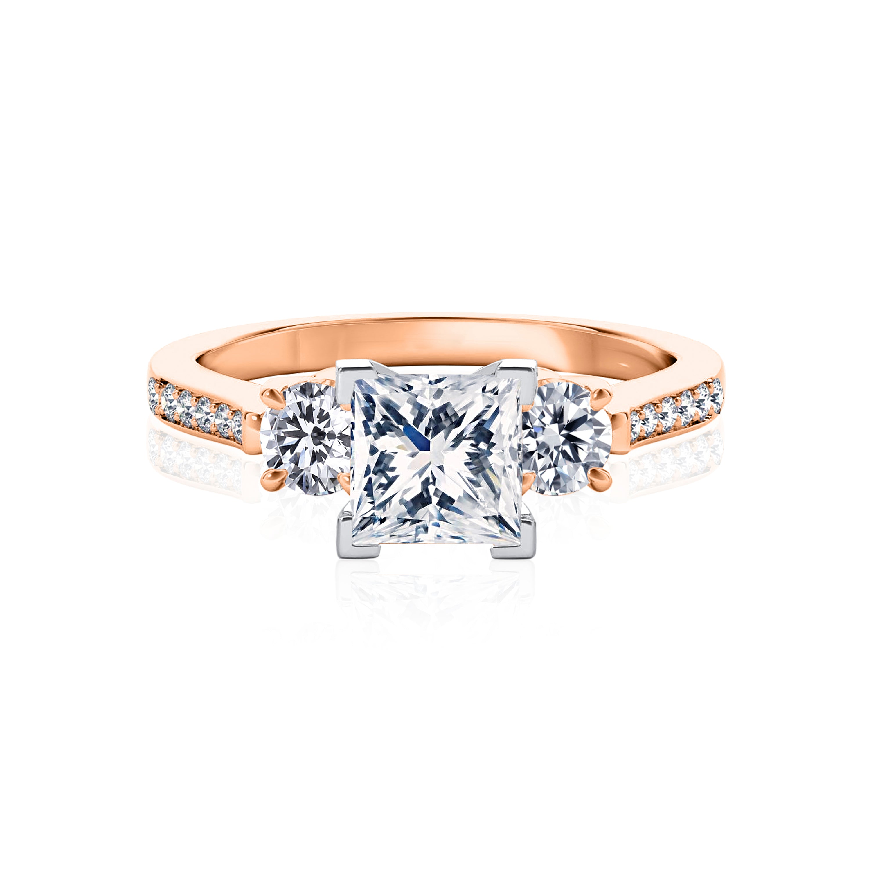 #Metal_14K Rose Gold#Prong_Standard#Shape_Princess