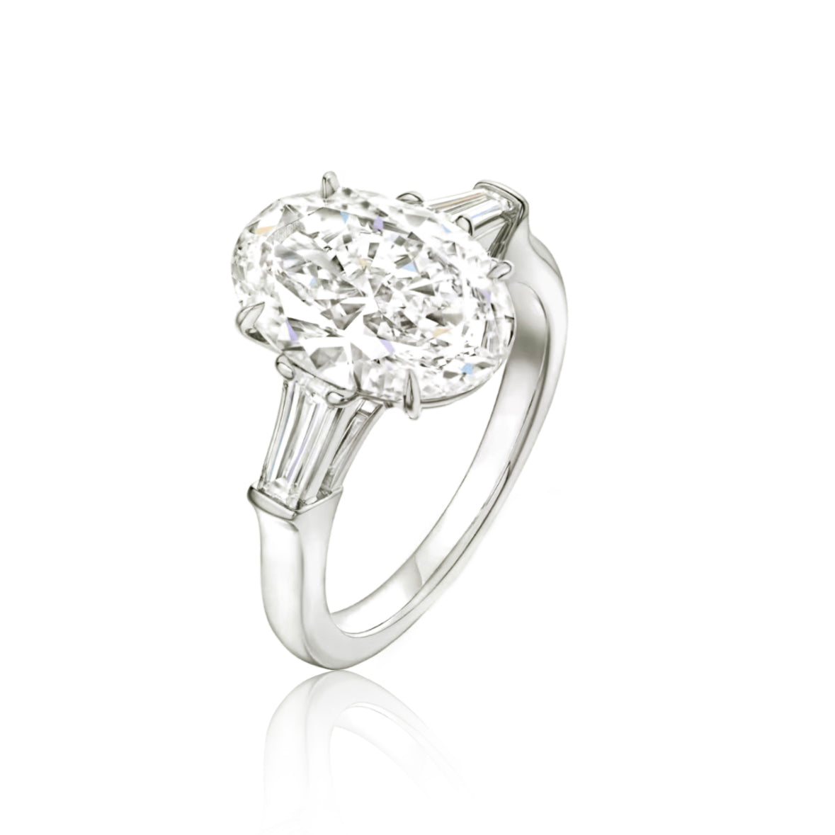 Lili Splendor Oval-Shaped Ring with Tapered Baguette Accents