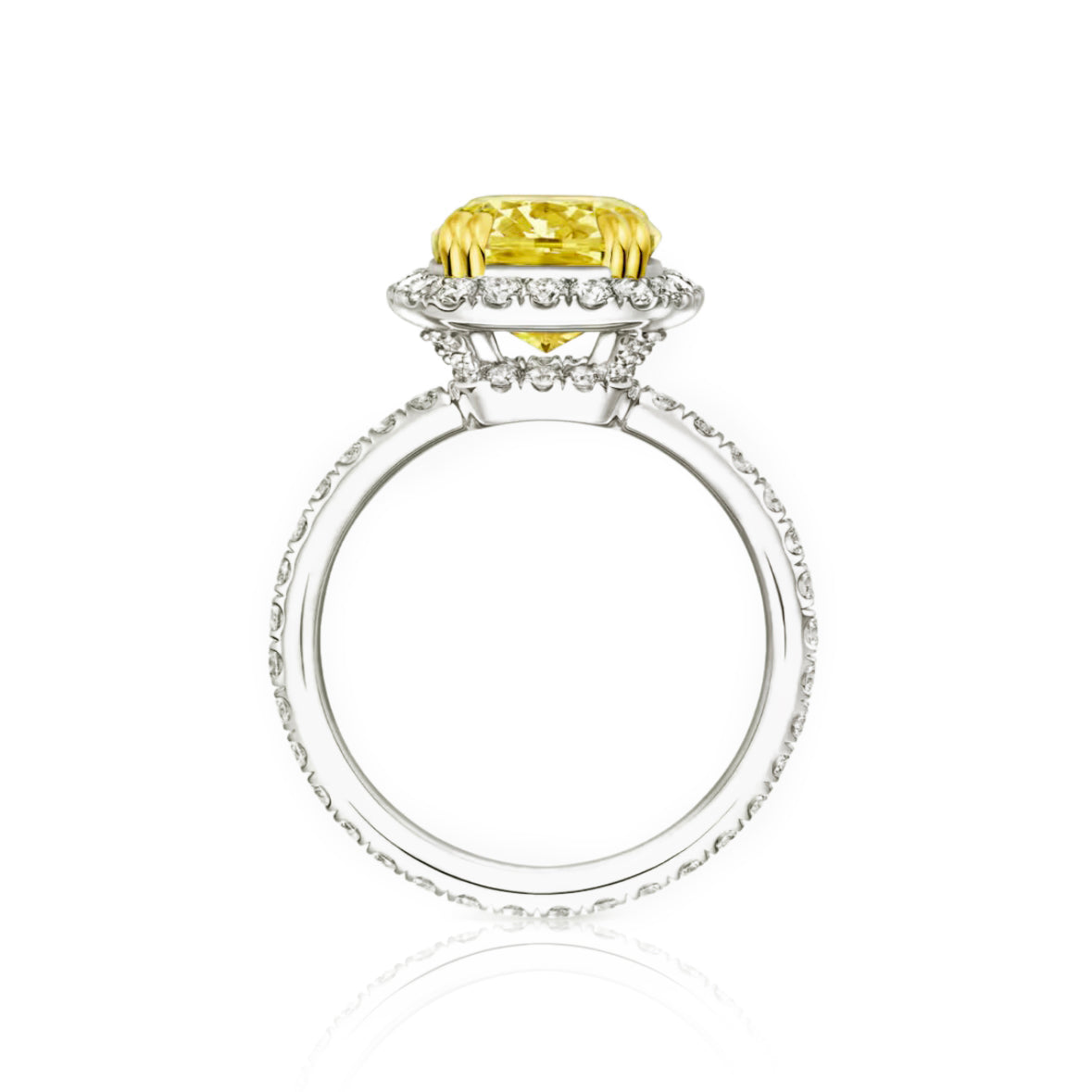 Blossom Cushion-Cut Yellow Diamond Micropavé Ring