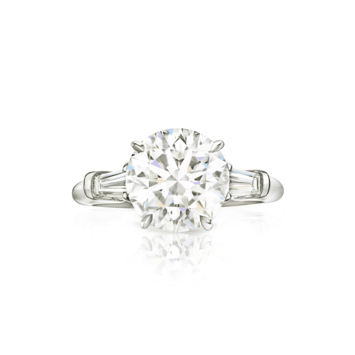 Lili Splendor Round Brilliant Ring with Tapered Baguette Accents