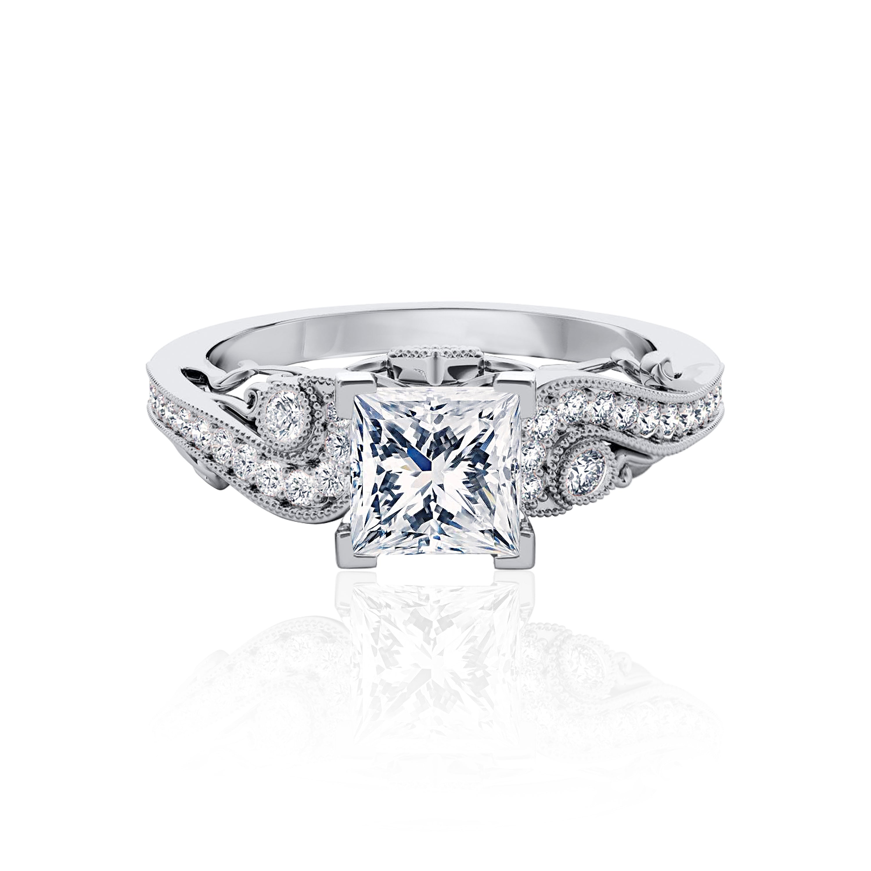 #Metal_14K White Gold#Prong_Standard#Shape_Princess#Metal_18K White Gold#Metal_Platinum