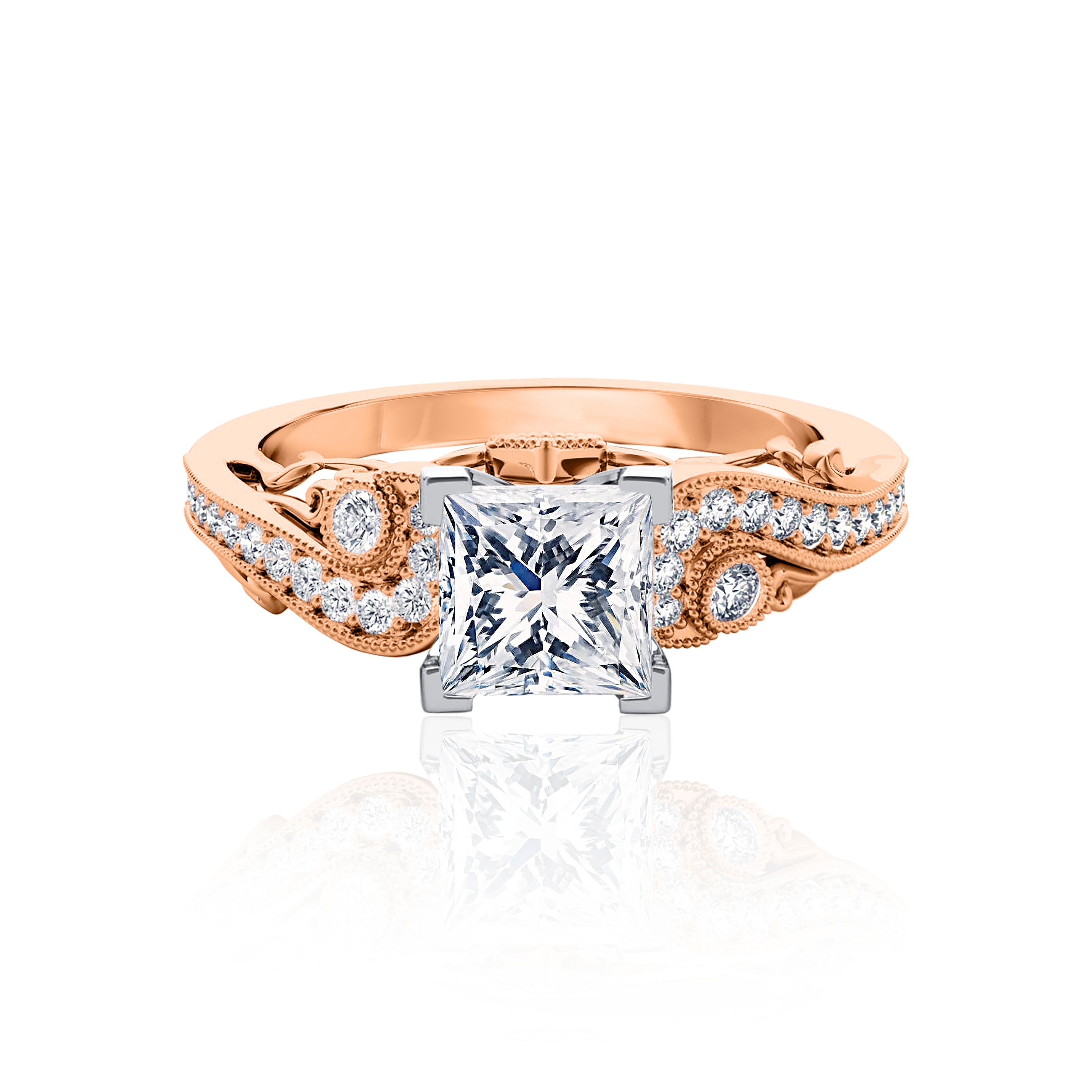 #Metal_14K Rose Gold#Prong_Standard#Shape_Princess