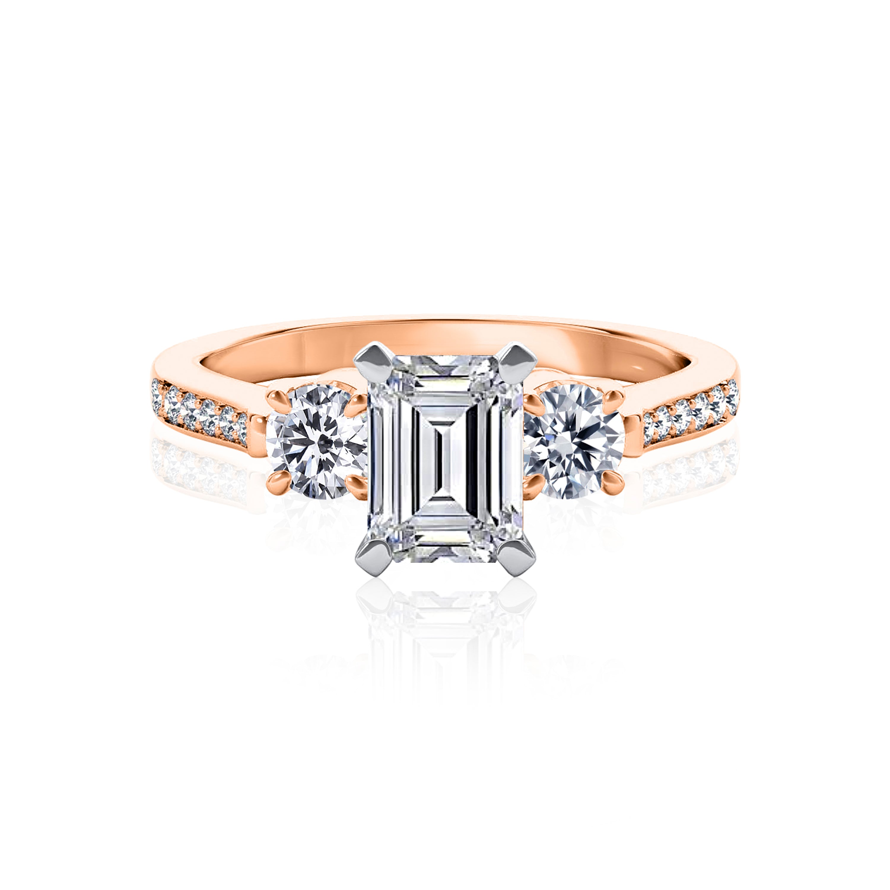 #Metal_14K Rose Gold#Prong_Standard#Shape_Emerald