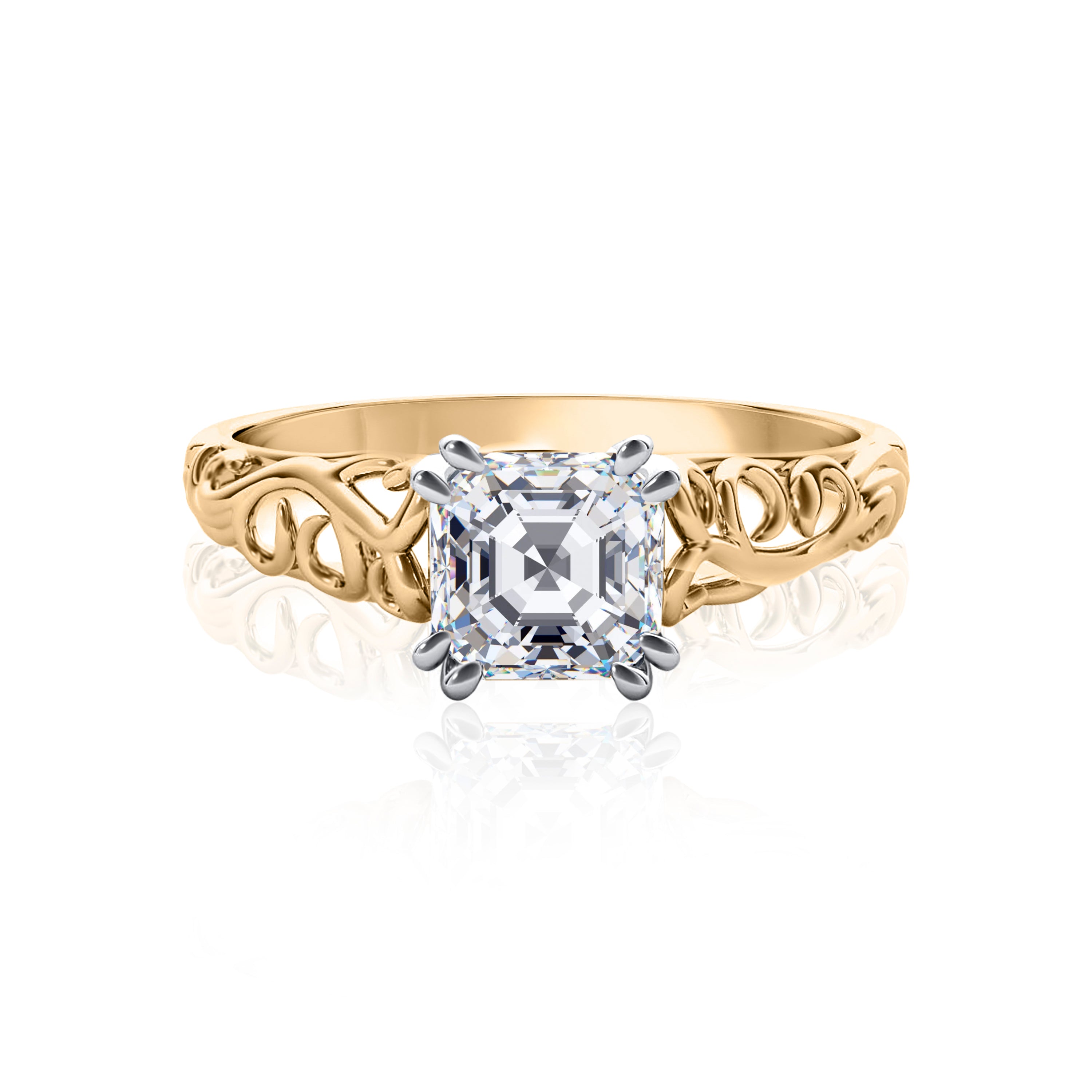 #Metal_14K Yellow Gold#Prong_Standard#Shape_Asscher#Metal_18K Yellow Gold