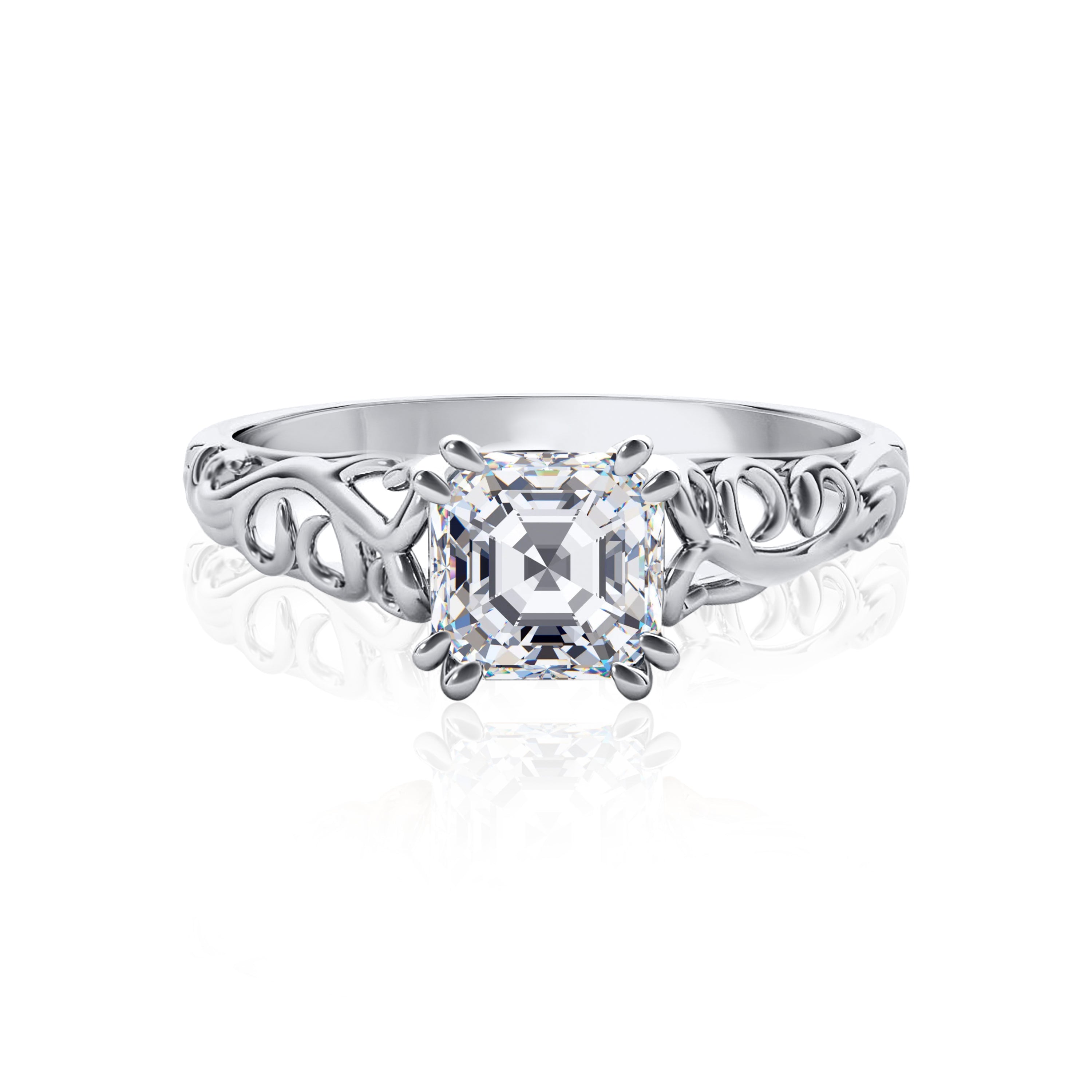 #Metal_14K White Gold#Prong_Standard#Shape_Asscher#Metal_Platinum