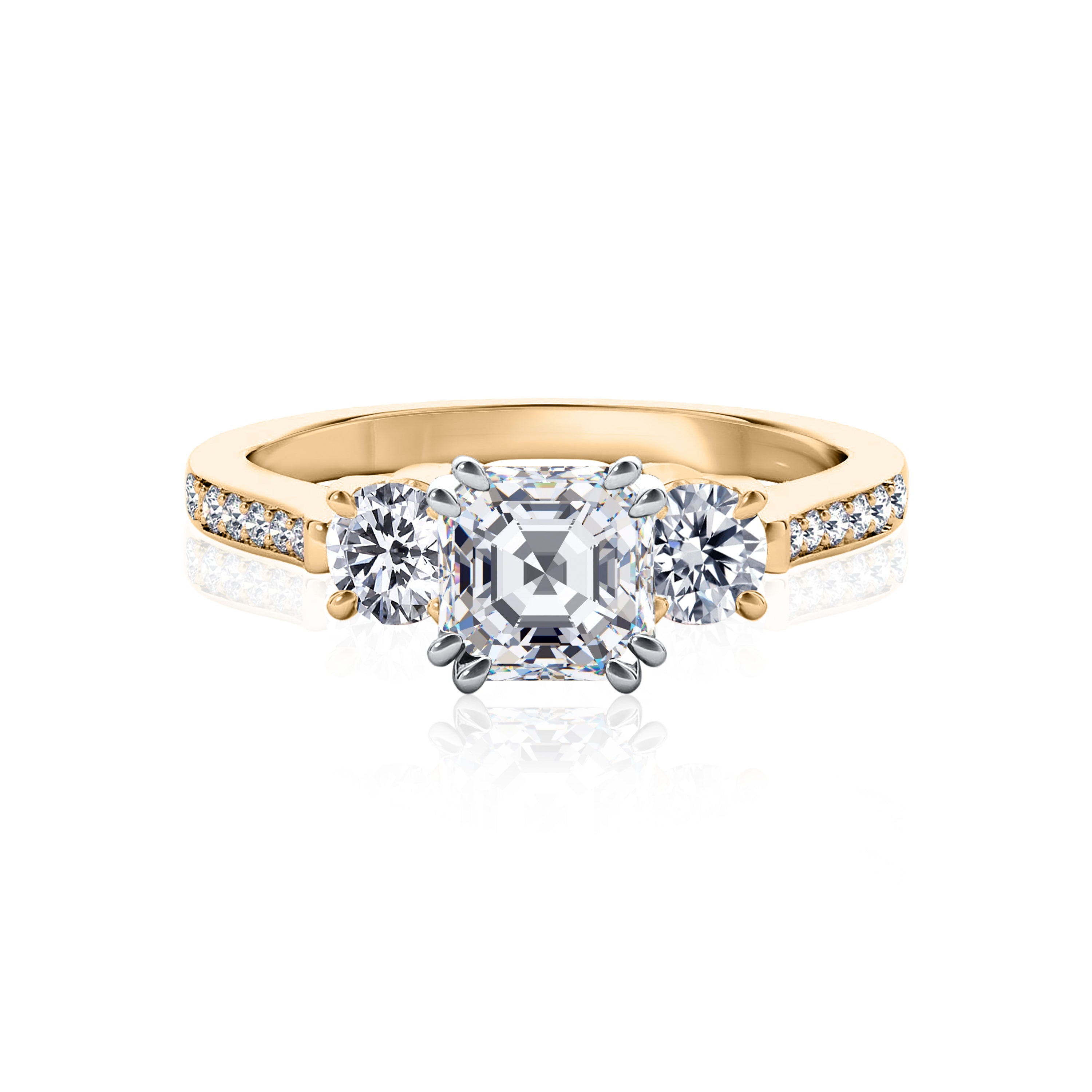 #Metal_14K Yellow Gold#Prong_Standard#Shape_Asscher#Metal_18K Yellow Gold