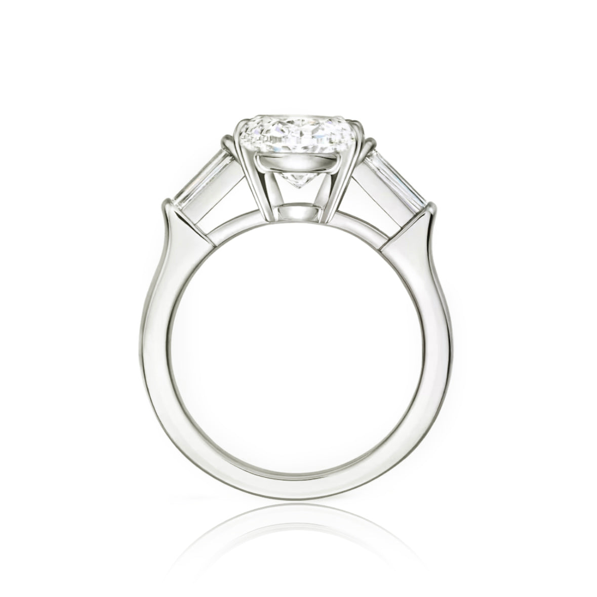 Lili Splendor Oval-Shaped Ring with Tapered Baguette Accents