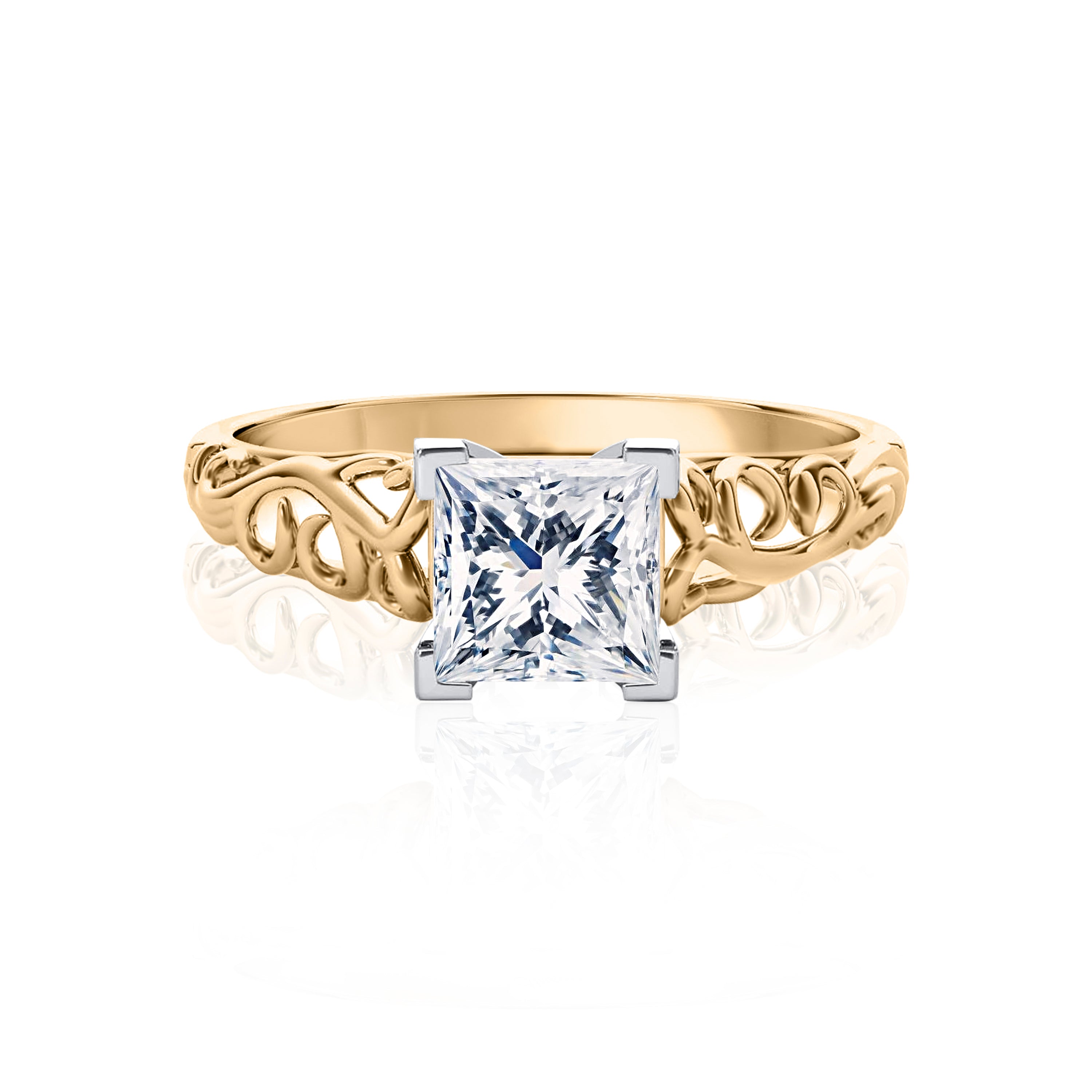 #Metal_14K Yellow Gold#Prong_Standard#Shape_Princess#Metal_18K Yellow Gold