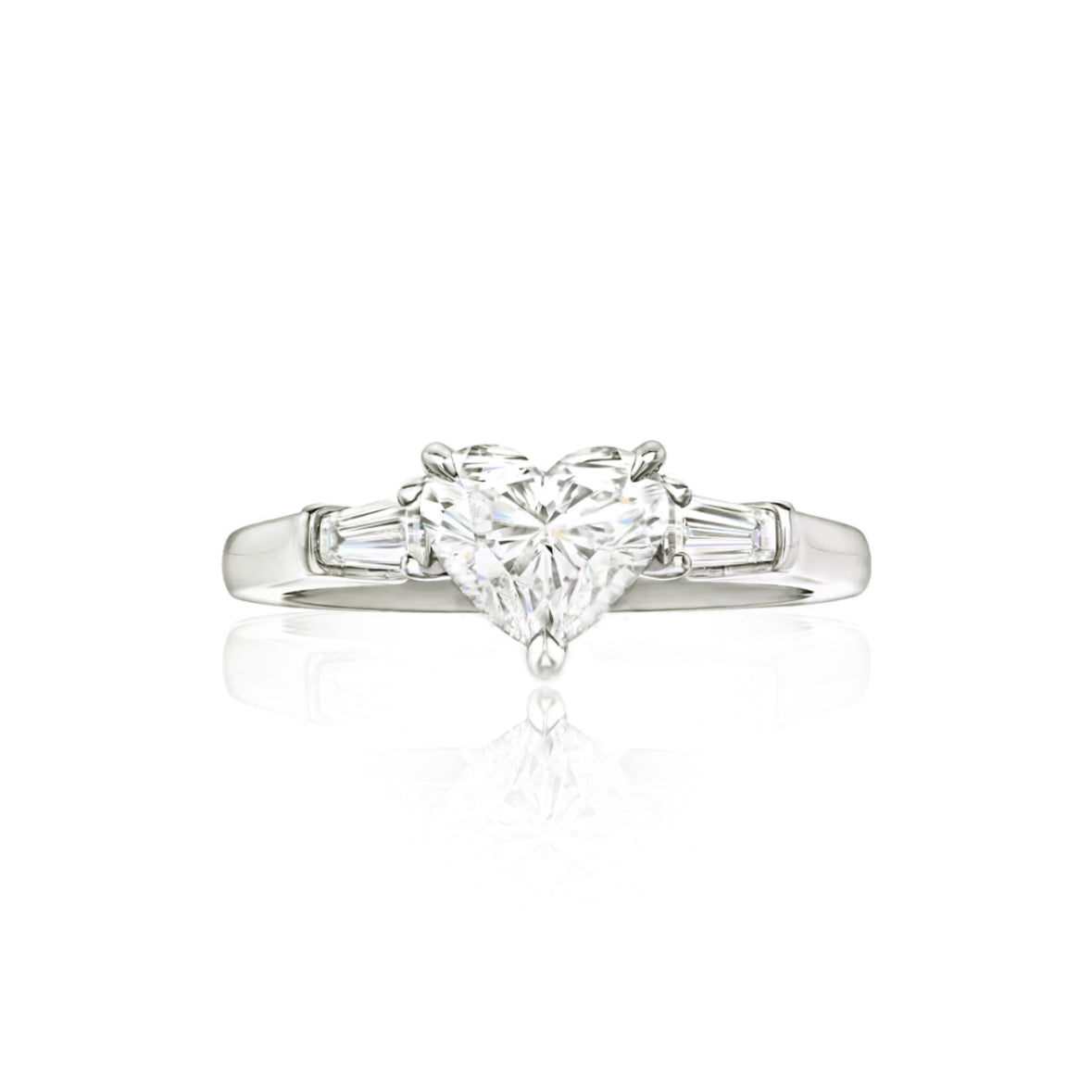 Lili Splendor Heart-Shaped Ring with Tapered Baguette Accents