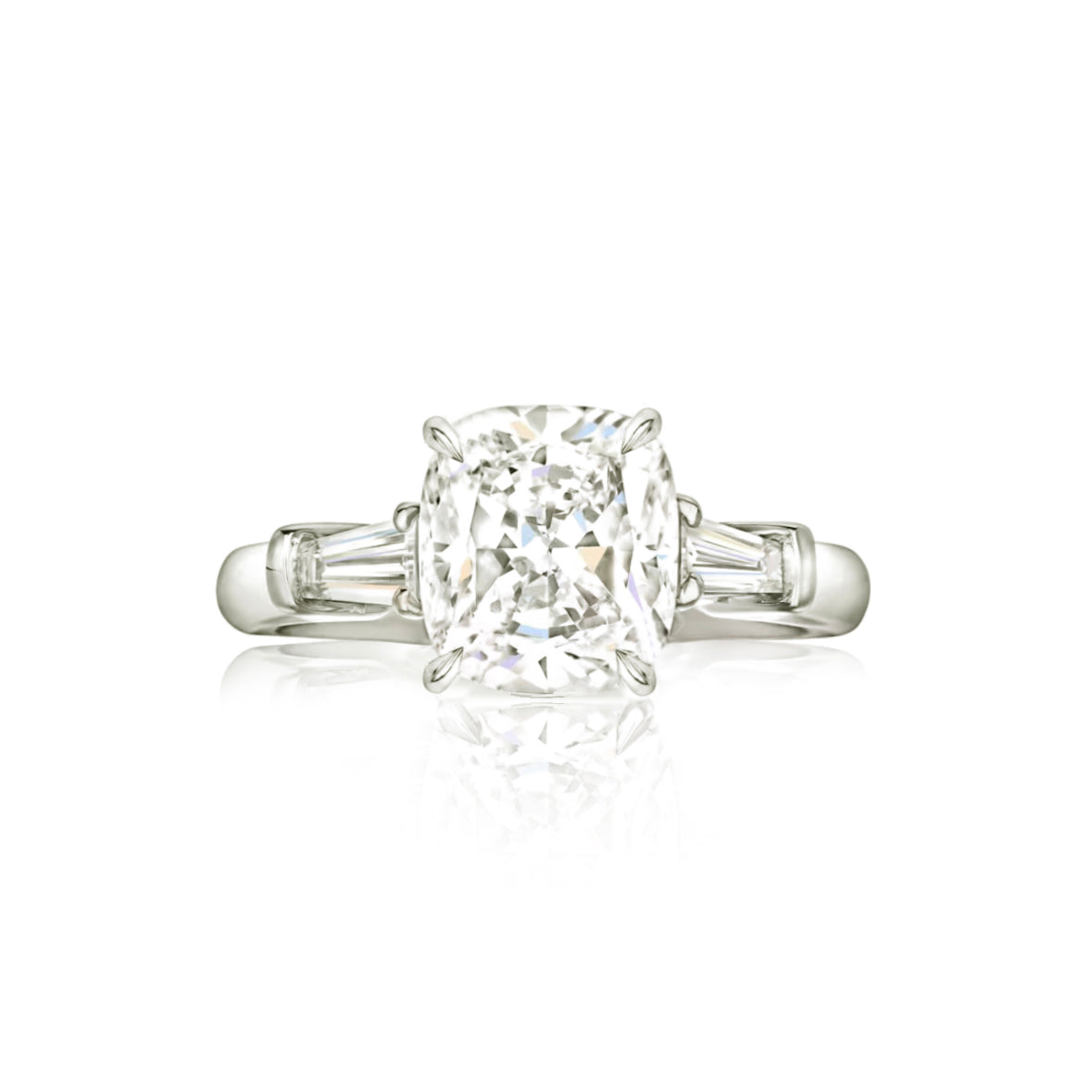 Lili Splendor Cushion-Cut Ring with Tapered Baguette Accents