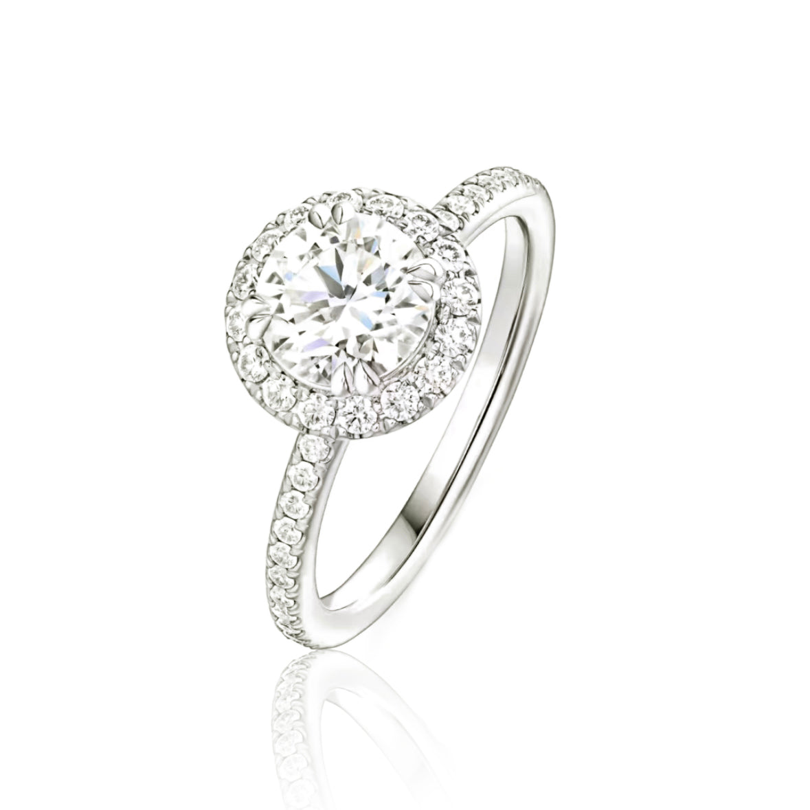 Radiant Round Brilliant Diamond Micropavé Engagement Ring