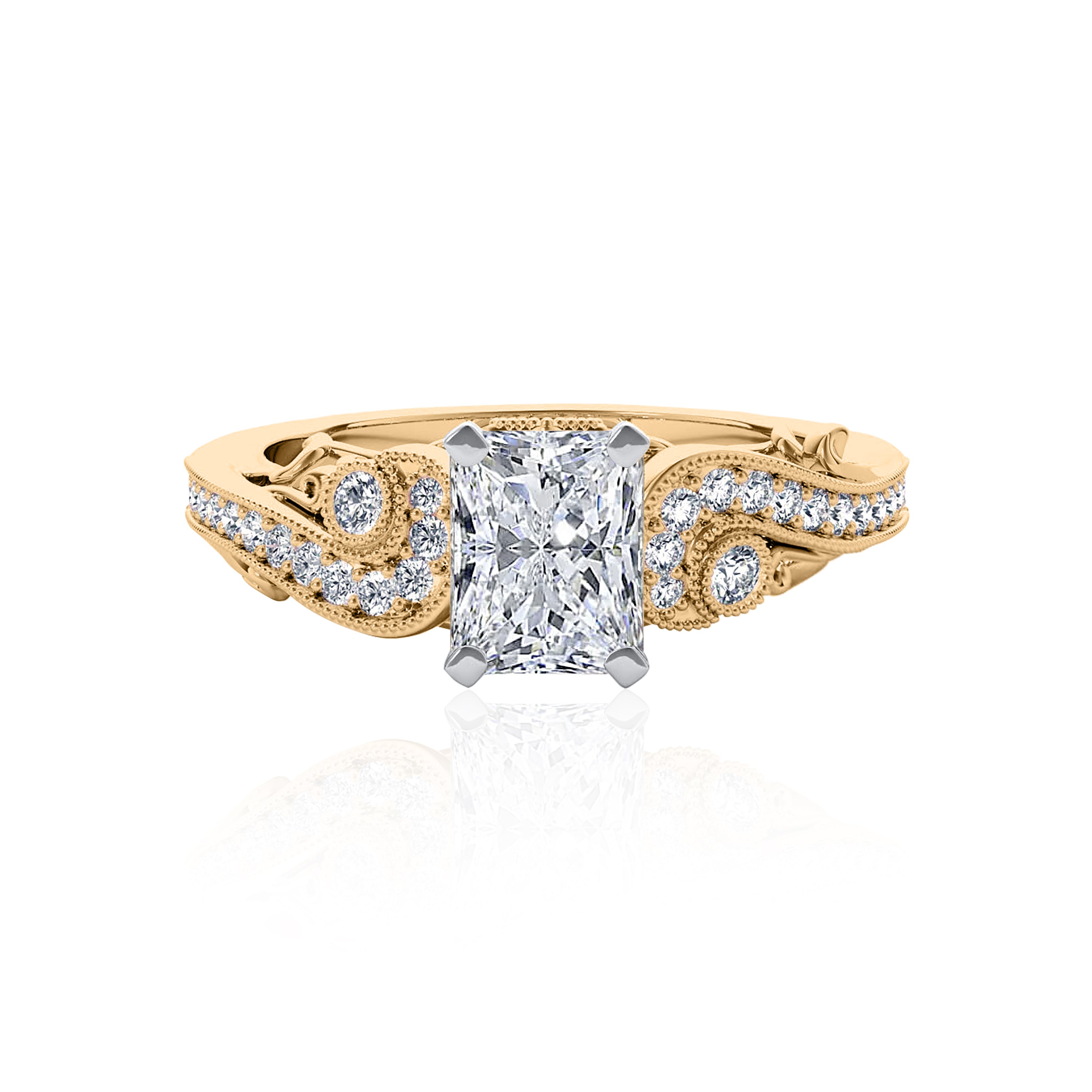 #Metal_14K Yellow Gold#Prong_Standard#Shape_Radiant#Metal_18K Yellow Gold