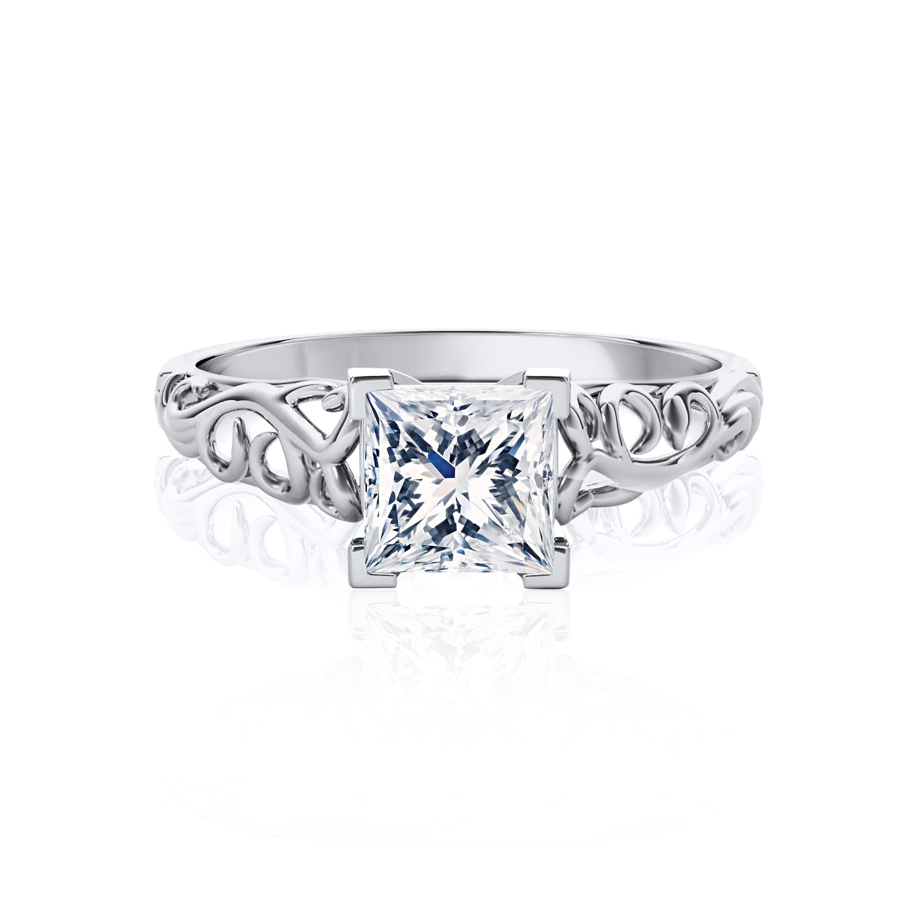 #Metal_14K White Gold#Prong_Standard#Shape_Princess#Metal_18K White Gold#Metal_Platinum