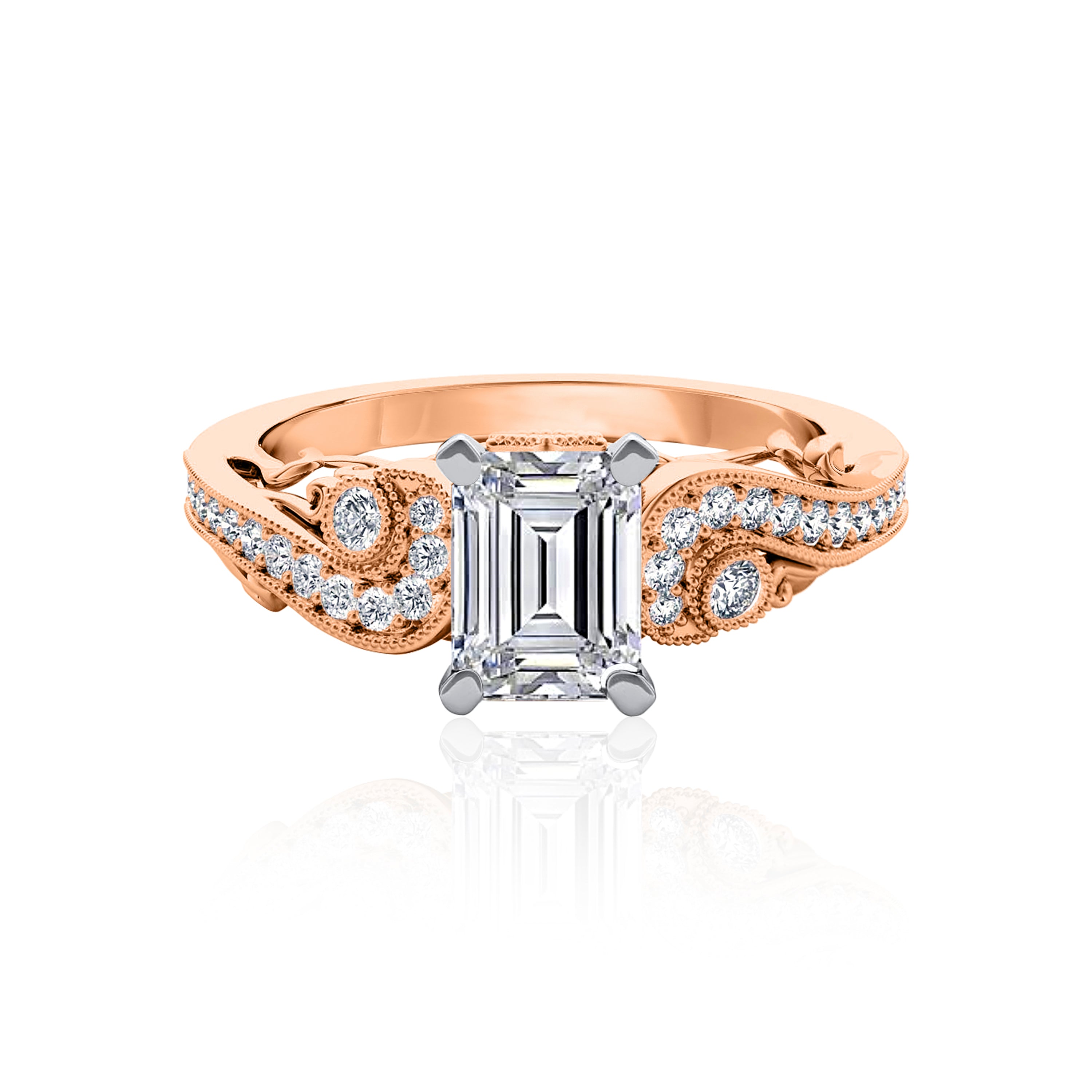 #Metal_14K Rose Gold#Prong_Standard#Shape_Emerald