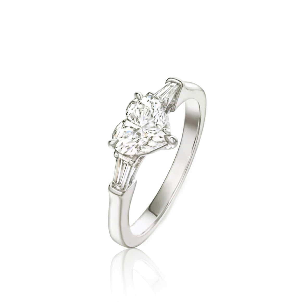 Lili Splendor Heart-Shaped Ring with Tapered Baguette Accents