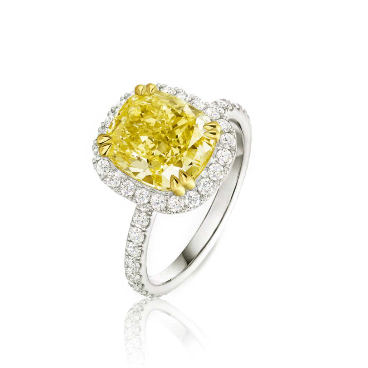 Blossom Cushion-Cut Yellow Diamond Micropavé Ring