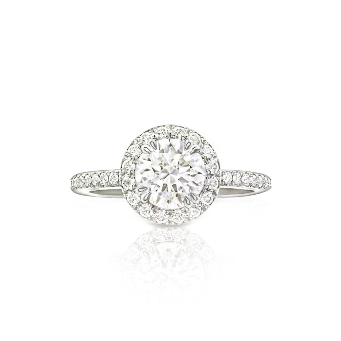 Radiant Round Brilliant Diamond Micropavé Engagement Ring